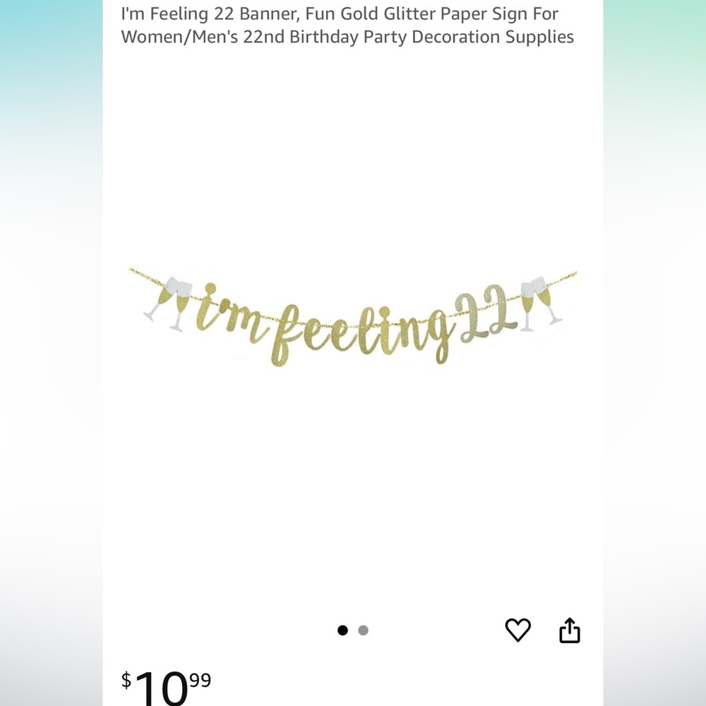 Gold Glitter 'I'm Feeling 22' Party Banner